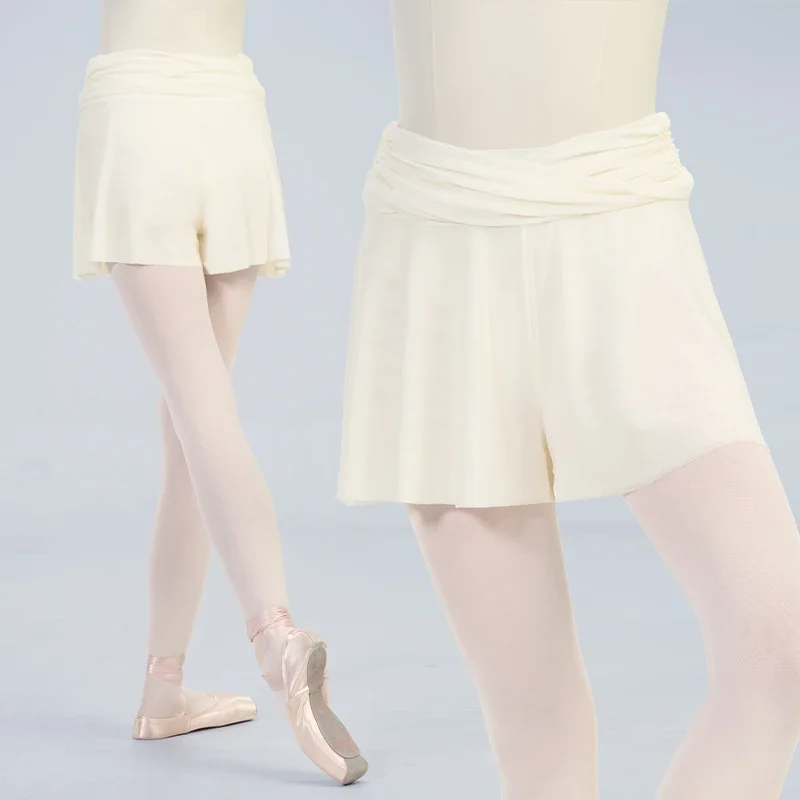 Ballett-Shorts für Frauen, hohe Taille, doppellagig, Yoga-Röcke, kurze Hosen, Mädchen, Skate, Gymnastik, weiche Mesh-Tanz-Culottes Image