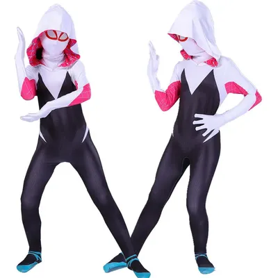 Anime Kinder weibliche Spinne Gwen Kostüm Set Mädchen Rollenspiel Halloween Mädchen eng anliegende Image