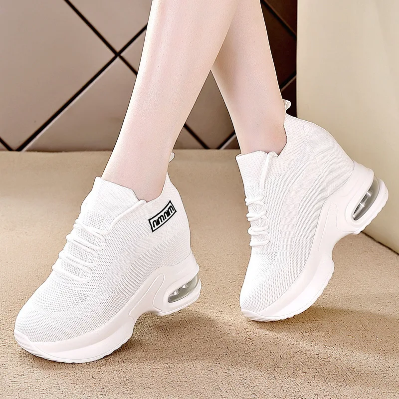 Super dicke Sohle, hohe erhöhte Turnschuhe, 2025, Sommer, neue atmungsaktive Mesh-Damen-Bequeme Schuhe, Freizeitschuhe für Damen