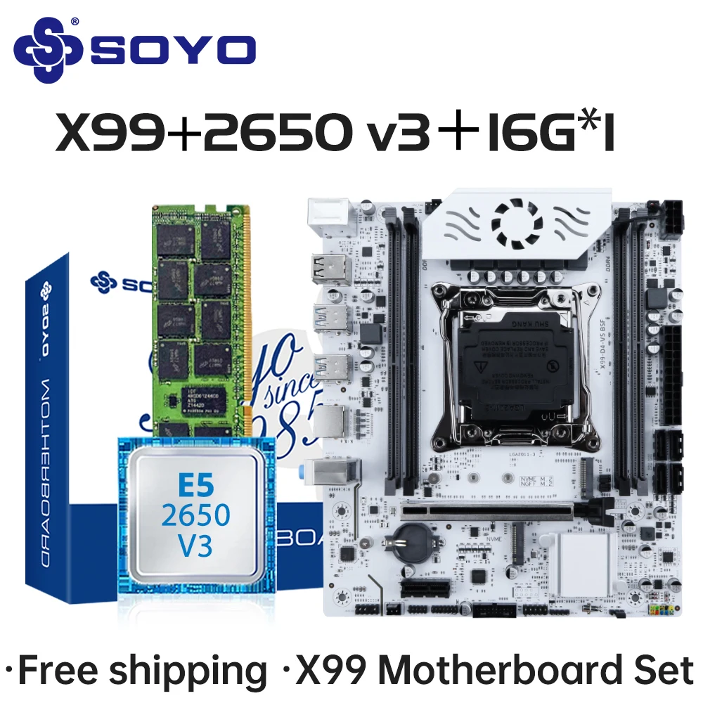 SOYO X99 C612chip Motherboard Kit mit Intel CPU E5 2650 V3 DDR4 16G * 1 2133 MHz ECC RAM für Gaming Computer Komponenten Mainboard Image