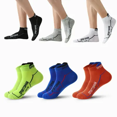 6 Pairs Men's Socks Ankle Mesh Cotton Sports Running Socks Striped Letter Breathable Cushioned Low Cut Men's Short Socks Set