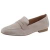 Loafer GABOR, Damen, Gr. 35, grau (hellgrau), Ziegenveloursleder, unifarben, klassisch, Schuhe, Slipper,Businessschuh mit dezentem Blockabsatz