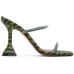 Green Gilda Slipper Heeled Sandals