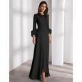 Elegantes A-Linie Abendkleid Formelles Hochzeitskleid Lange Ärmel Rundhalsausschnitt Chiffon Kleid Feder-Rüschen