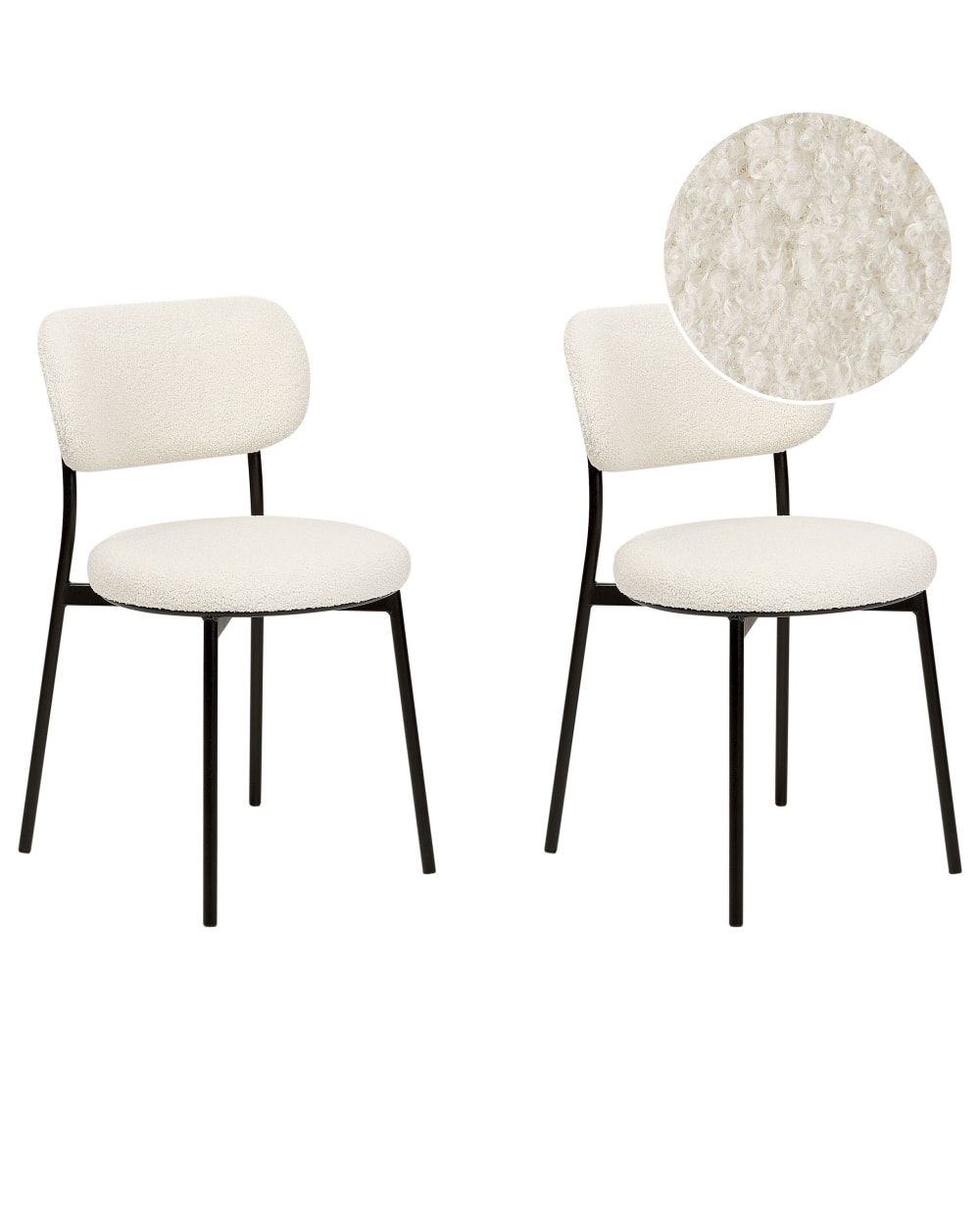 Lot de 2 chaises de salle à manger en tissu blanc 43x76cm