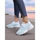 Women's Flyknit Sneakers with Blue Butterfly Print – Fashionable Lightweight Trainers for Walking, Casual Outings and Travel