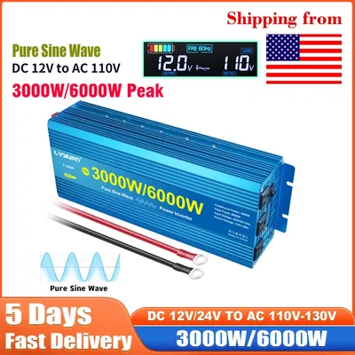 American Pure Sine Wave Solar Inverter 6000W US Socket DC 12V 24V To AC 110V 60Hz 60Hz Voltage