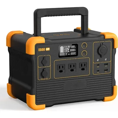 Portable Power Station E600LFP 614Wh Solar Generator Power Station with 3X1200W AC Outlets 100W