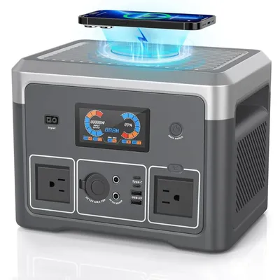Portable Power Station 600W 665.6Wh LiFePO4 Battery Backup Solar Generator with 2x 600W AC