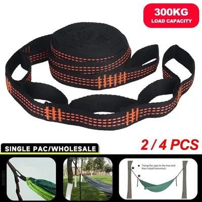 Correias De Poliéster Reforçado Para Acampamento AO Ar Livre Black Hammock Straps 5 Ring Alta