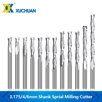 1pc Carbide Milling Cutter 3.175 4 6 mm Shank 2 Flute Spiral Milling Cutter CNC Flat End Mill