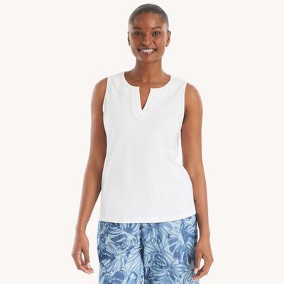 Nautica Women's Scallop-Trim Tank Top Bright White, M
