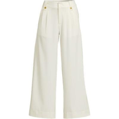 Lightweight Stretch Wide Leg Cropped Trousers, High Waisted, Women, size: 12, regular, Ivory, by Lands' End