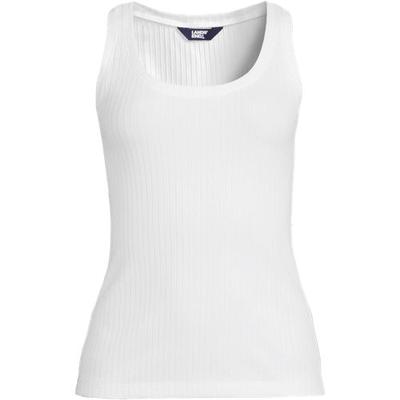 Pointelle Ribbed Scoop Neck Vest, Women, size: 10-12, regular, White, Spandex/Cotton-blend, by Lands' End