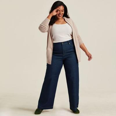 Recover Wide Leg Jeans, High Waisted, Women, size: 24/32, plus, Blue, by Lands' End