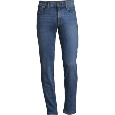 Stretch Denim Jeans, Slim Fit, Men, size: 30, regular, Blue, Cotton-blend, by Lands' End