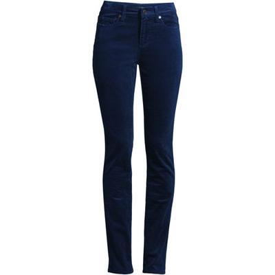 Straight Leg Stretch Cord Jeans, Mid Rise, Women, size: 10 30, regular, Blue, Cotton-blend, by Lands' End