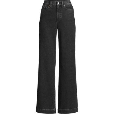 Wide Leg Jeans, High Waisted, Women, size: 18 34, regular, Black, Spandex/Cotton-blend/Poly-blend, by Lands' End