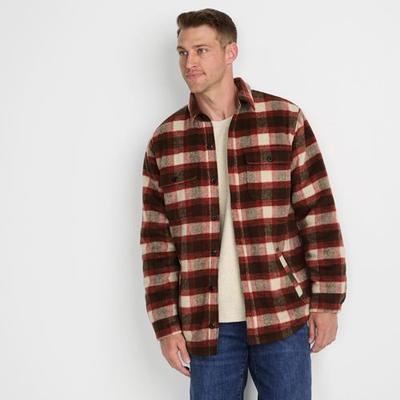 Super Brushed Flannel and Quilted Shirt Jacket, Men, size: 38-40, regular, Brown, Wool-blend/Poly-blend, by Lands' End
