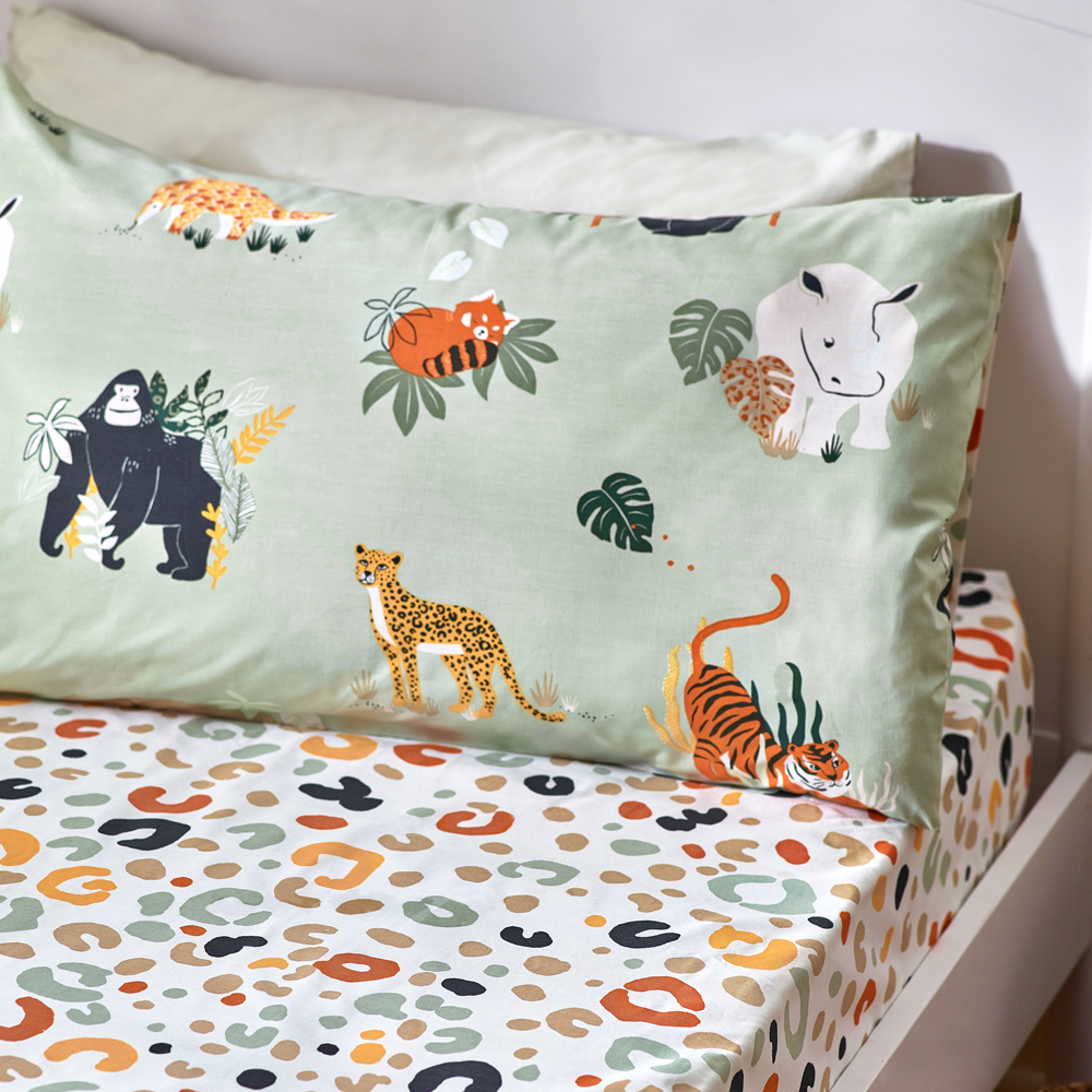furn. Little Wildlife Animal Print Fitted Sheet - Multicolour Cotton - Size Toddler | furn. Sale | Discount Designer Brands