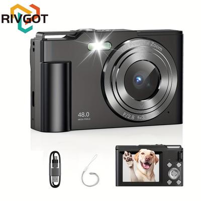 TEMU Digital Camera, Including 64gb Sd Card, 16x Zoom, Compact Portable Mini Camera With Fill, Delay, Continuous Recording, Anti-shake Functions, For Opening , Birthday Gifts, Christmas