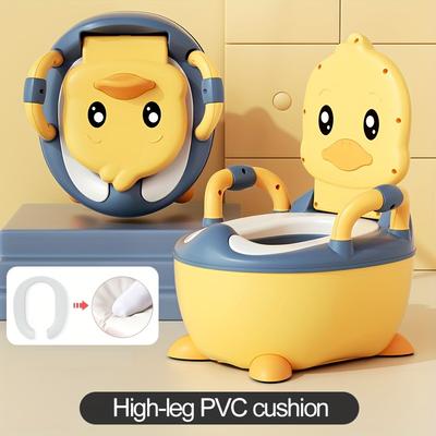 TEMU Kids' Potty Training Seat - Durable, Easy-clean Plastic Toilet For - Infant Toilet With Fun Yellow And Image