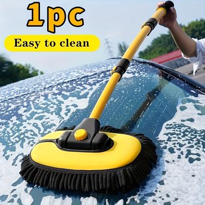 TEMU 1pc Long-handled Aluminum Car Wash Brush, Microfiber Towel, Cleaning Mop, Gloves And Car And Truck Extension Rod - Easy To Clean, Durable Materials, 1-4pcs Car Cleaning Accessories Image
