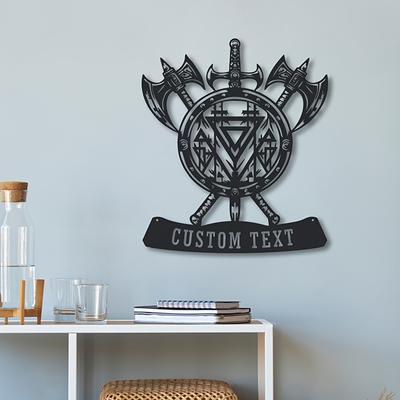 TEMU Warrior- Wall Decor - Axe And , Rustic Home Art, Statue Wall Decoration, For History . Image
