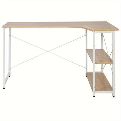 TEMU Light Oak And Table, L-shaped Table With 2 Shelves, Office Desk, Computer Desk, Pc Desk, Corner Table For Office, Home Office, Games, , 120x71.5x74cm Image