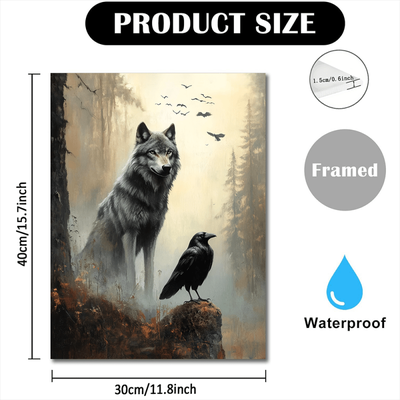 TEMU 2d, 1pc Wooden Frame Canvas Painting, Wolf And Poster, Dark Norse Wall Art, , Animal , For Living Room Bedroom Home Wall Decoration, 11.8inx15.7inch Image