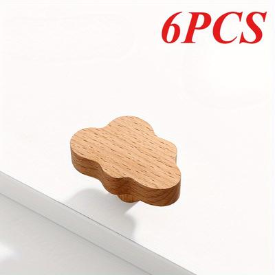 TEMU 6/12pcs Shaped Wooden Handle, Cloud Shaped Wooden Dresser Handle, Suitable For Cabinets, Furniture, Drawers. Image