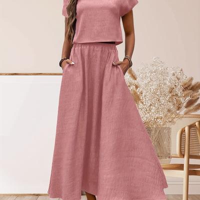 TEMU Women's Casual Holiday Top And Skirt Set Image