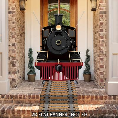 TEMU 2d Train Party Decoration Train Hanging Banner Railroad Track Aisle Polyester Fabric For Christmas Theme Birthday Party Banner School Classroom Door Home Wall Indoor Outdoor Decor Supplies Image