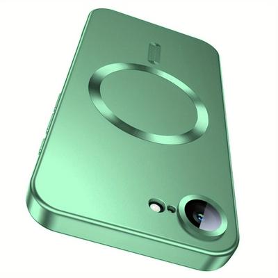 TEMU Magnetic For Iphone 16e Case [compatible With Magsafe][built-in Camera Lens Protector] Silicone Bumper Shockproof Metallic Phone Case Image