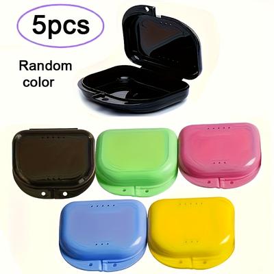 TEMU 5/10pcs Denture Case, Denture Case With Vent Hole, Portable Retainer Case With Safety Seal Lid, Travel And Everyday Use, In A Of Colors Image