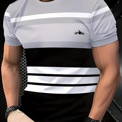 TEMU Summer Men's T-shirt Neck Pullover Business Casual Short Sleeve Tops Men's Casual Oversized Tees Fashion Tops Image