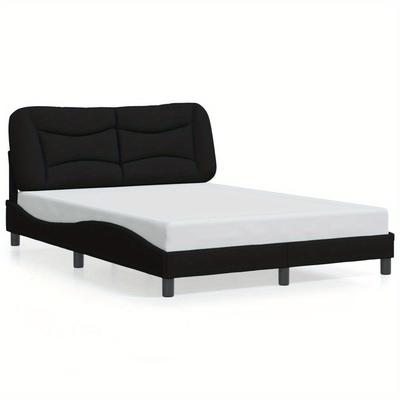 TEMU Modern Black Fabric Bed Frame, 120x200cm – Easy Assembly, Space, For Contemporary Bedrooms, Comfortable Sleeping | Modern Fabric Bed | Wood Image