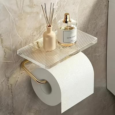 TEMU Easy-install Wall-mounted Bathroom Storage Rack With Toilet Paper Holder And Tissue Organizer - Space-saving Design Image