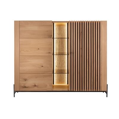 Massivholz »Ascona« Highboard IV 170x140x45 cm / Rückwand sandgestrahlt / ohne Inlay / mit Beleuchtung Image