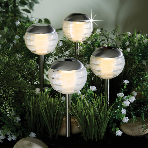 Solarleuchten im Designer-Stil Chromoptik 4er-Set Gainsborough
