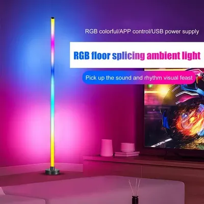 RGB Floor Lamp Modern Floor Lamp Music Sync 10W Standing Floor Lamp Ambient Lighting with App Remote Control for Bedrooms Living