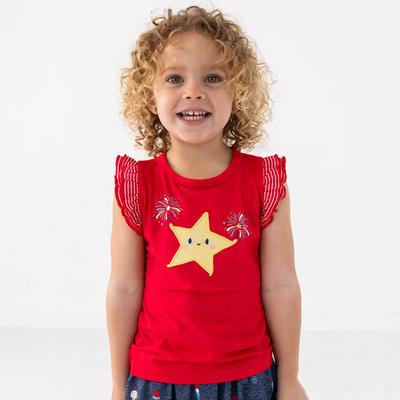 Candy Red Firework Flutter Tee - 18-24 months