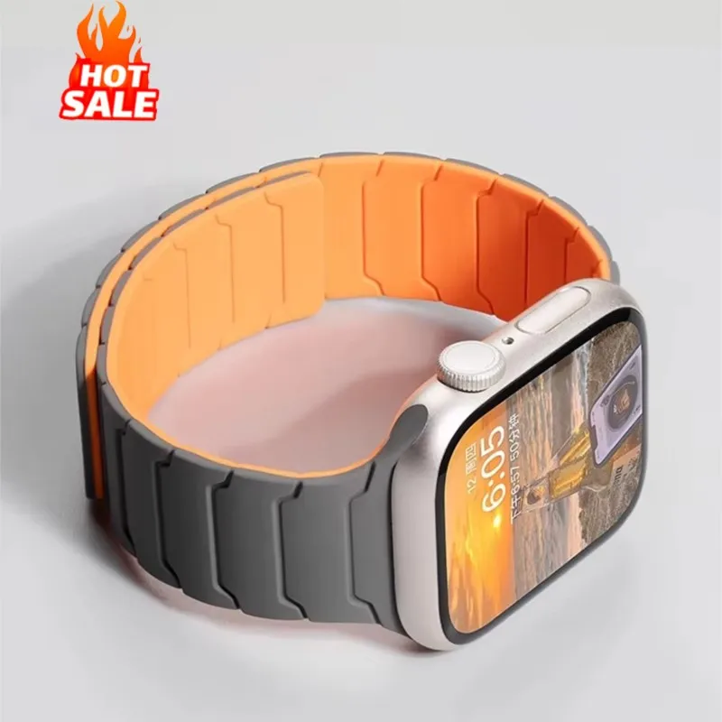 Magnetische Armbänder für Apple Watch Band 45 mm 44 mm 40 mm 42 mm 46 mm 41 mm 49 mm 38 mm Silikonarmband IWatch Serie 10 SE 9 8 7 Ultra 2 Image