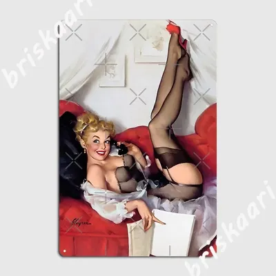 Pin-up-Mädchen eine Nummer zu erinnern gil elvgren Illustrator Kunst Metall Zeichen Druck Pub Wand Image