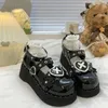 2024 Punk Metall kette coole Lolita Schuhe Frauen Lack leder Mary Jane Schuhe Frau Gothic Chunky