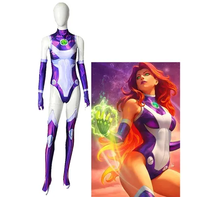 Starfire Superhelden Overall Zentai Bodysuit Halloween Anime Cosplay Kostüm sexy Frauen Karneval Image