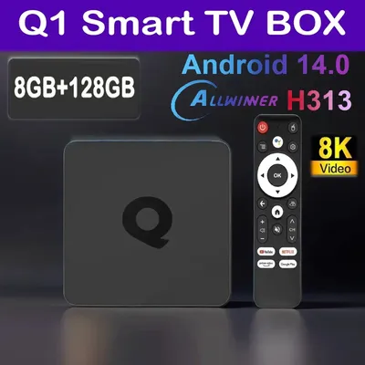 Smart TV Box Android 14 – Allwinner H313 WiFi Dual Band 2,4 G + 5 G 8 K 64 GB/128 GB Almacenamiento Google zertifizierter Decodificador