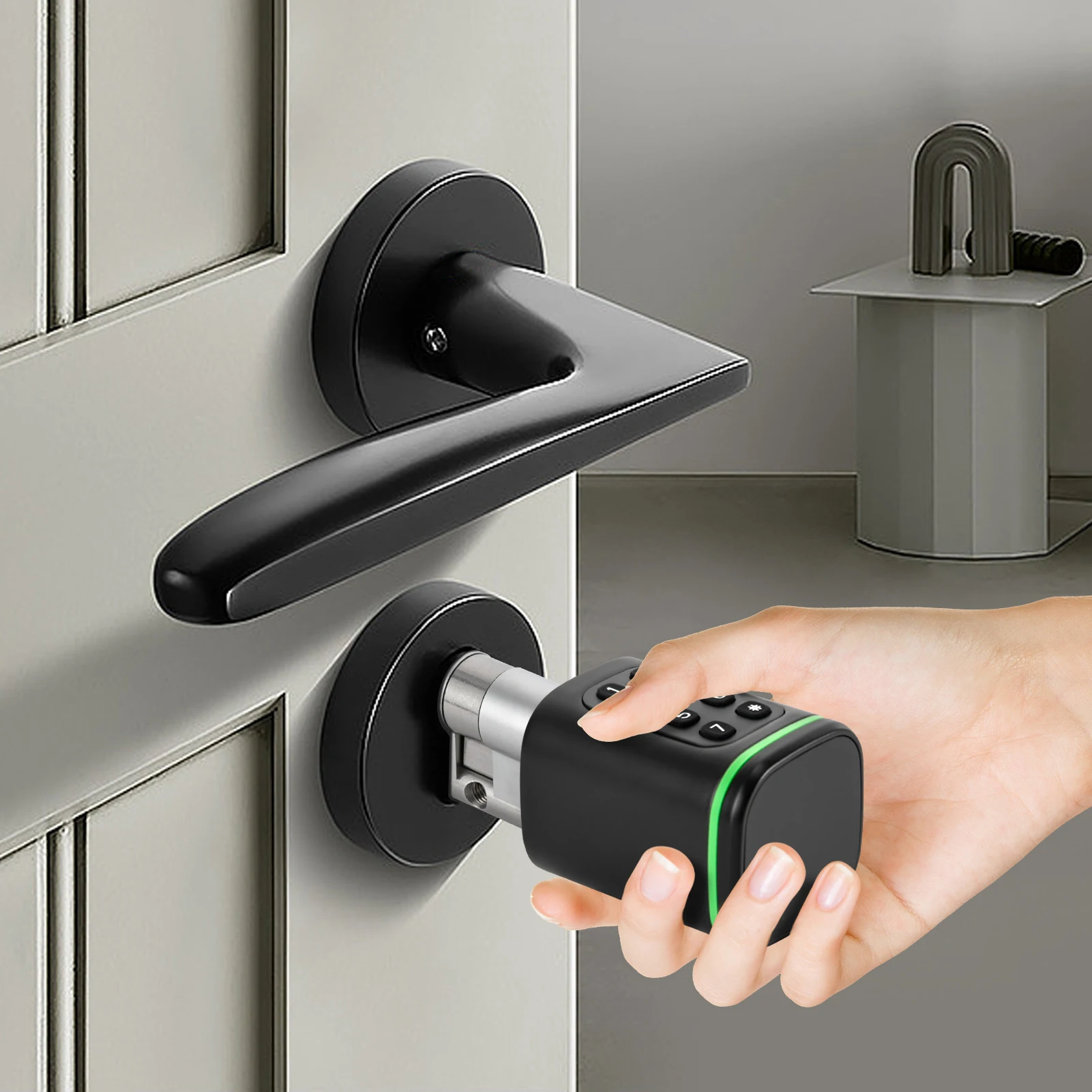 Intelligentes elektrisches Türzylinderschloss, APP/Schlüsselkarte/Passwort-Eingang, IP5X, 0,3 s, Entsperrcode, elektronisches Türschloss für die Haustür