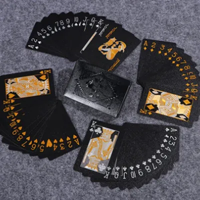 Black Gold Poker Spielkartenset, wasserdichtes Pokerset, Magic Dmagic Verpackung, Brettspiel, Image