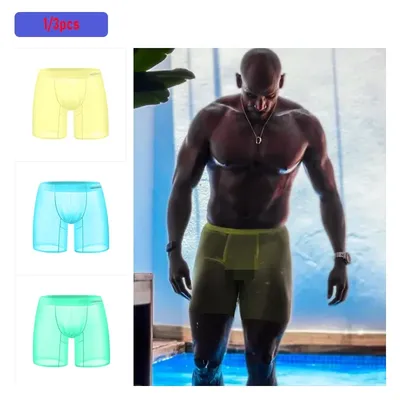 1/3 Stück Herren-Boxershorts aus Eisseide, transparent, 0,01 ultradünner Stoff, durchsichtig, nahtlose Unterwäsche, antibakterielle Boxershorts